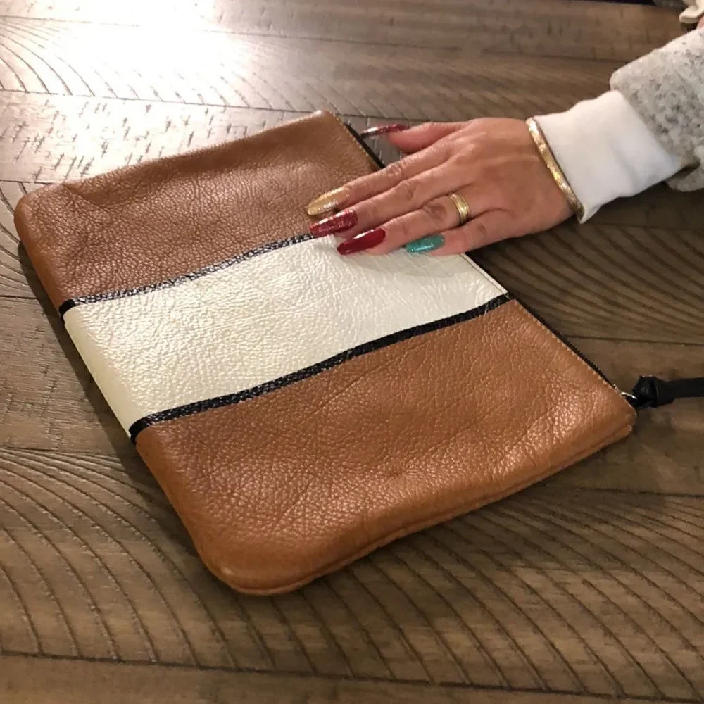 NWOT Armani Exchange leather clutch with Cotton interior credit card holder.